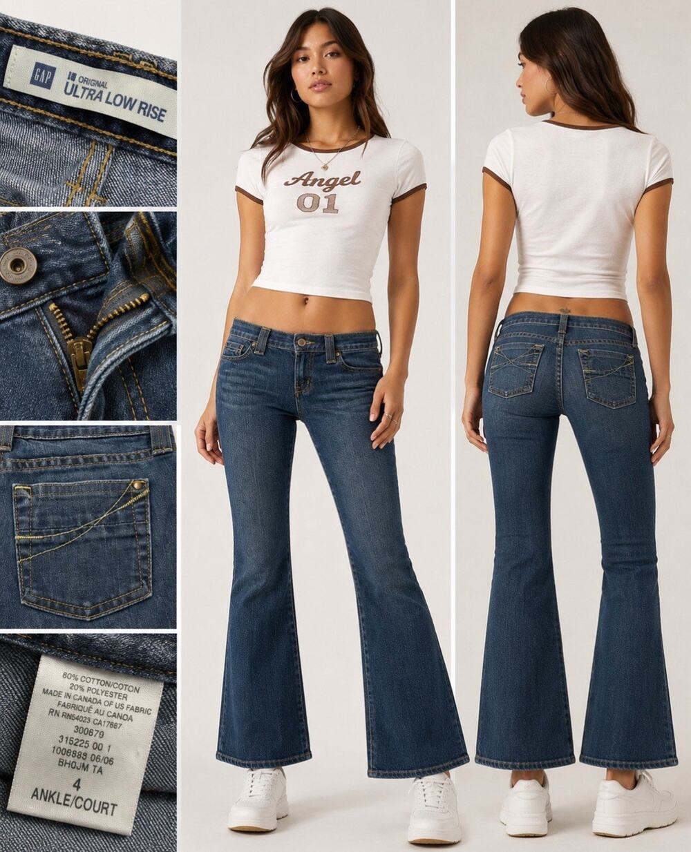 Y2K Indie Sleaze GAP Flare Jeans Size 4 Medium Wash Ultra Low Rise Denim Indigo